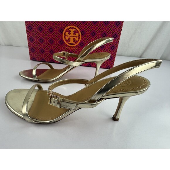 Tory Burch Penelope 65MM Slingback Sandal Mirror Metallic - Women's Size 7.5 - Picture 8 of 16